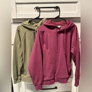 Men’s Fabletics Olive and Burgundy Hoodies
